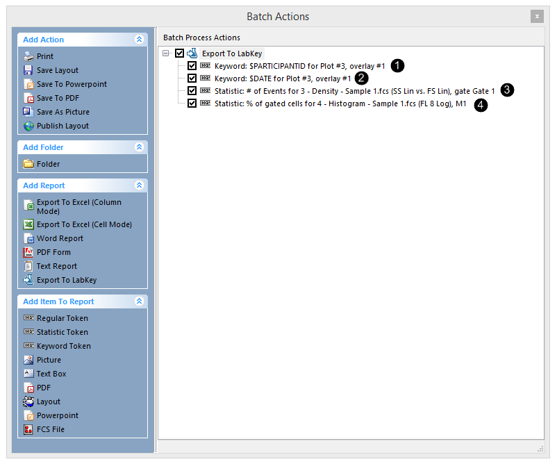 Figure T9.45 Export to LabKey Batch Action with Tokens added to Report