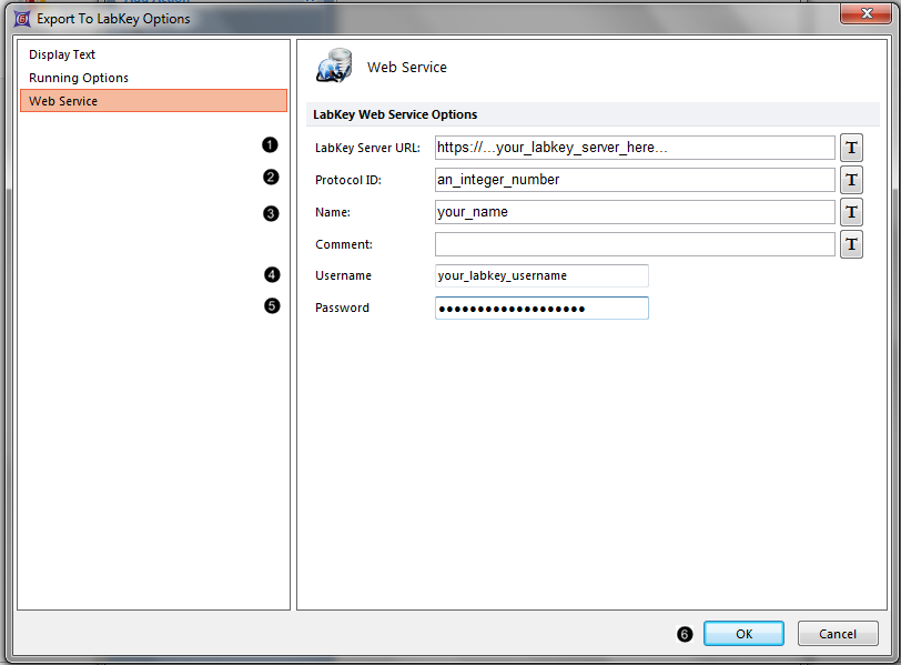 Figure T9.43 Export to LabKey Options dialog box