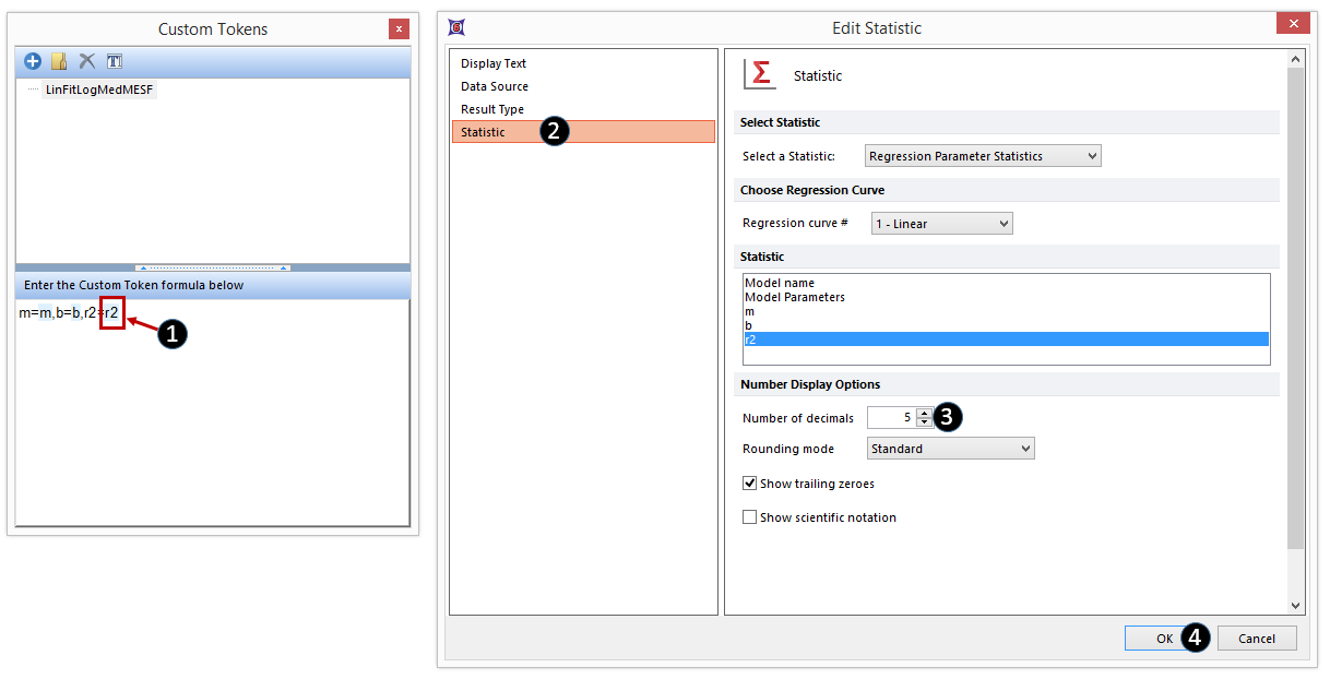 Figure 27.12 Increasing the number of digits after the decimal displayed for the r-squared component of the Custom Token