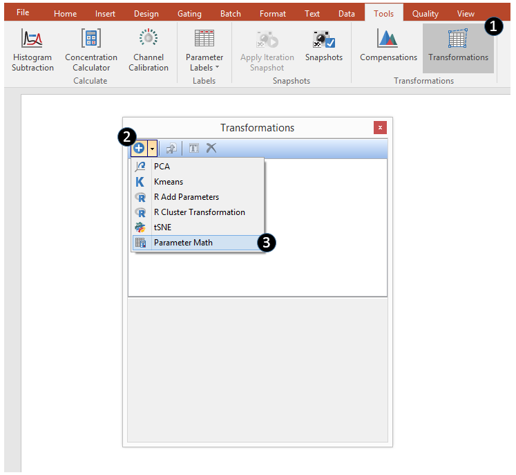 Figure T21.1  Selecting the Parameter Math transformation.