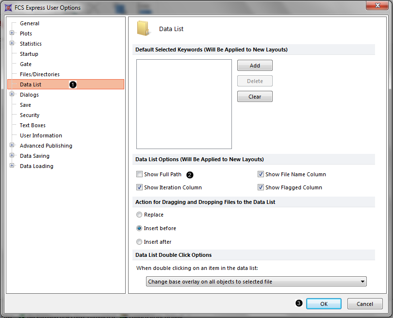 Figure T30.2  Data List preferences