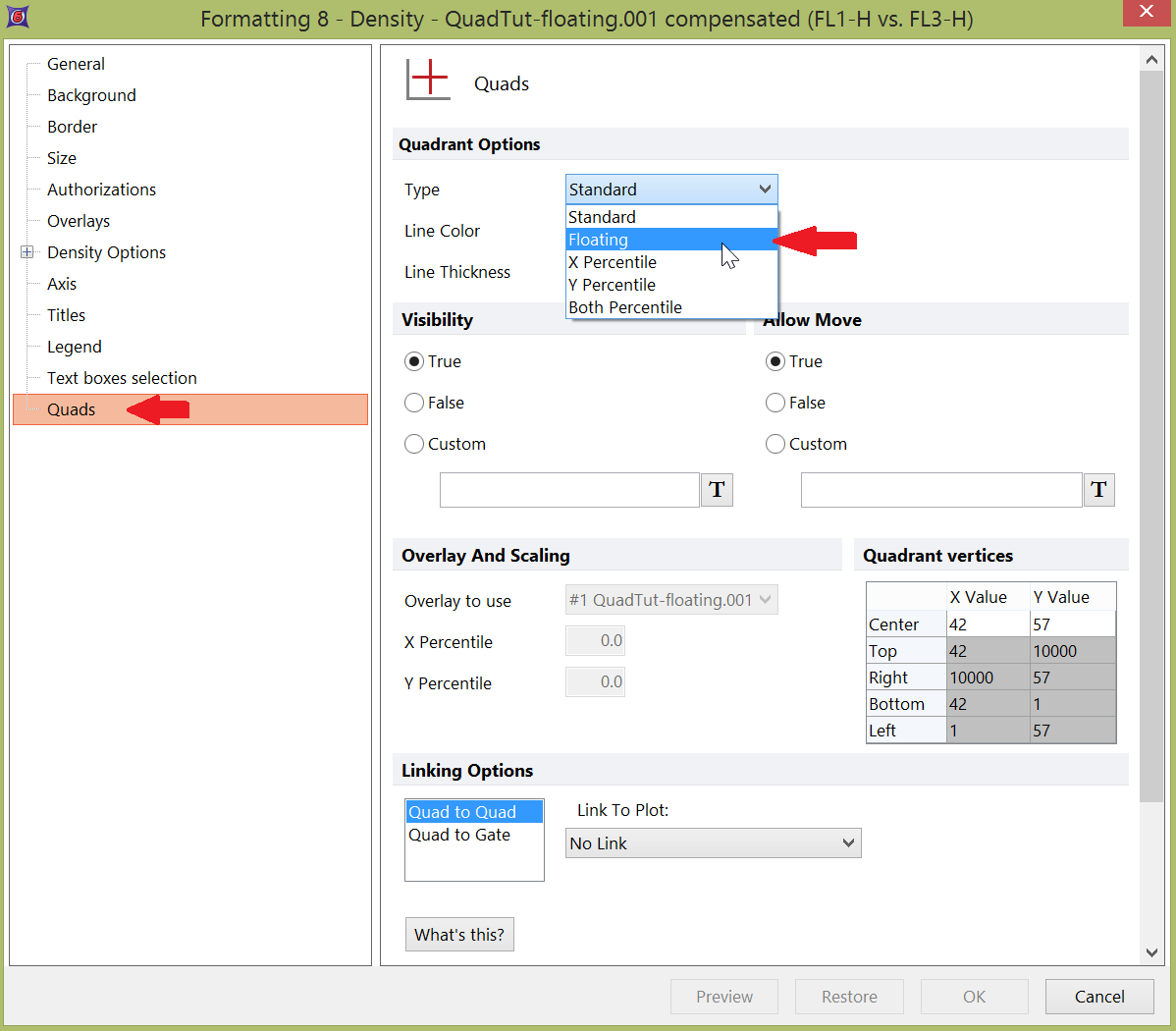 Figure T6.7  Quads Category of the Formatting Dialog