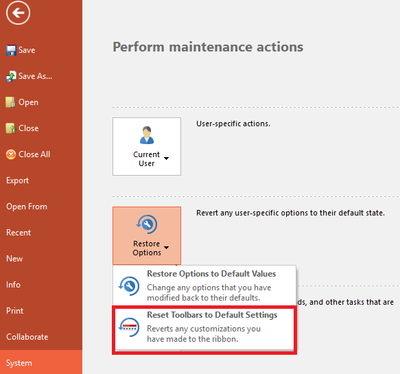 Figure 3.15 - System Restore Options