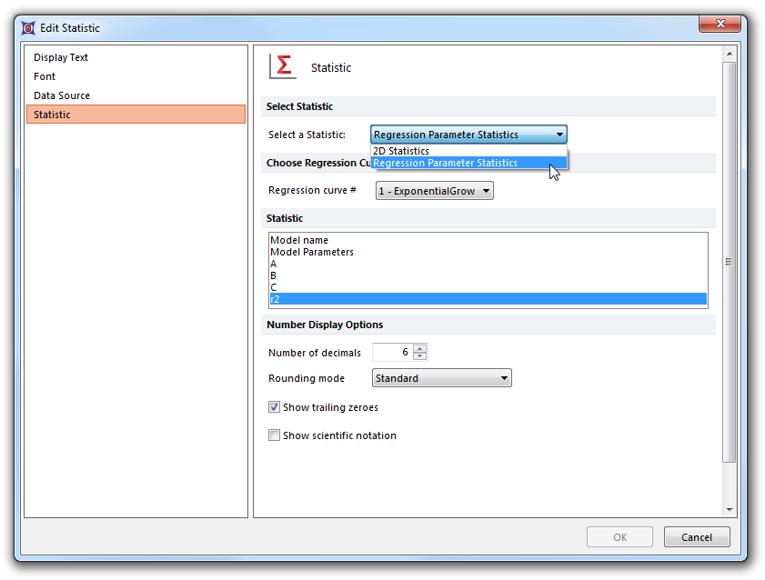 Fig. 11.67 Choosing Regression Parameter Statistics