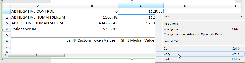 Figure T15.31 Using the copy command to copy cells in a spreadsheet. 