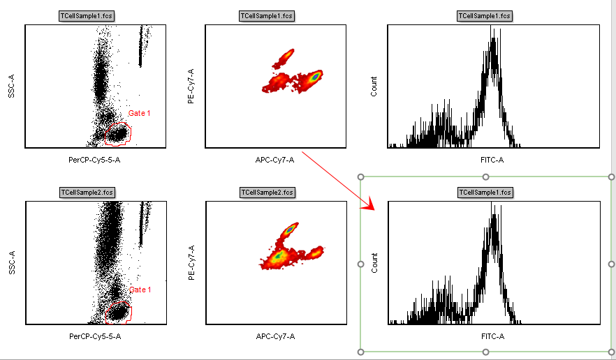 Figure T12.10  Selected and Updated 1D Histogram with TCellSample2.fcs Data