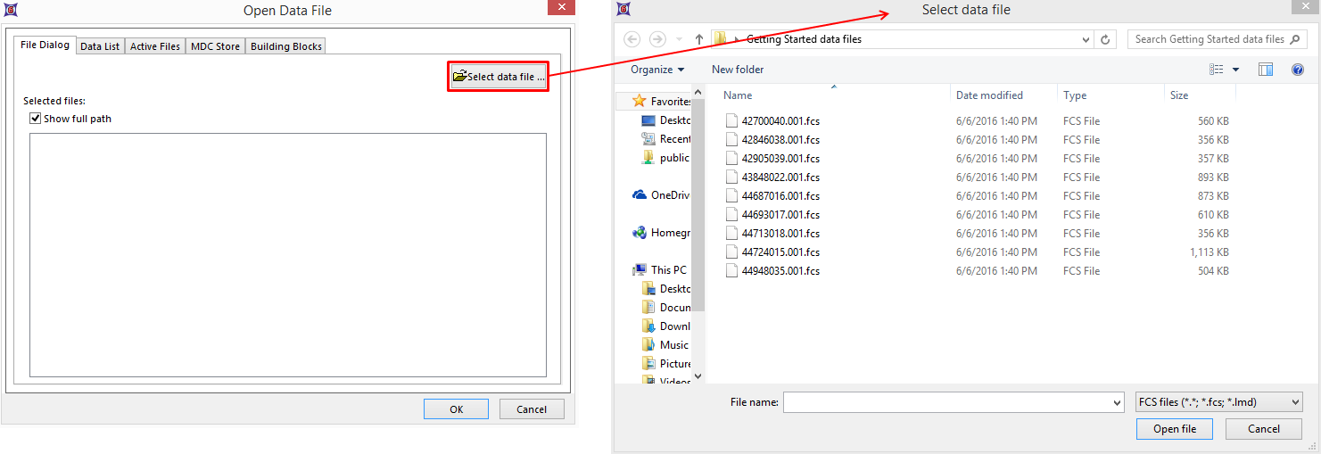 Figure 8.35 - File tab to Select data file dialog
