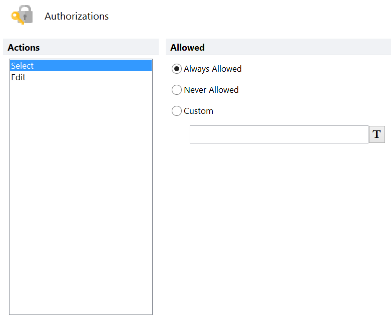 Figure 8.66 - The Formatting Authorizations dialog. 