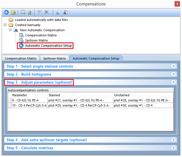 Figure T8.22b - Selecting the Automatic Compensation setup and Step 3 for the New Automatic Compensation definition.