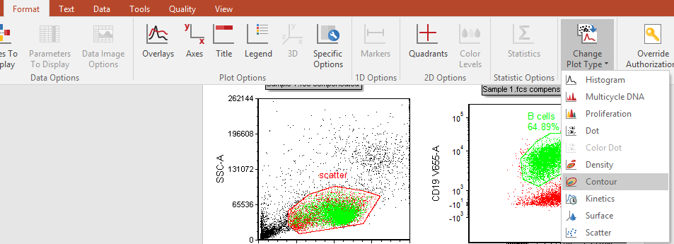 Figure 8.82  Changing the plot type from color dot to contour.