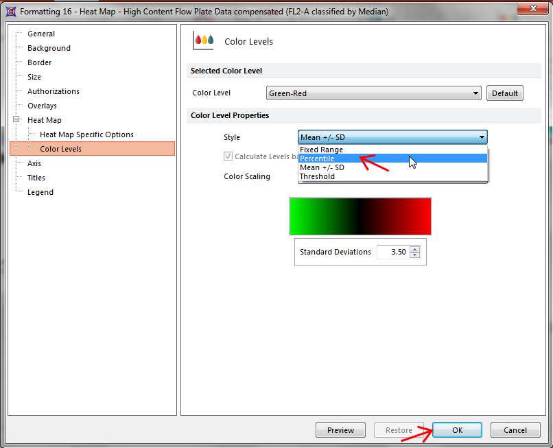 Figure T18.14  Changing the Style of the Heat Map Color Levels
