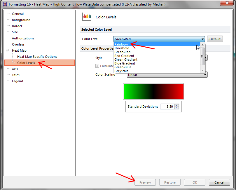 Figure T18.11  Changing the Color Level of a Heat Map