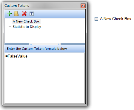 Figure T5.53 - Renaming the Check box token to rename the text in the Check box display.