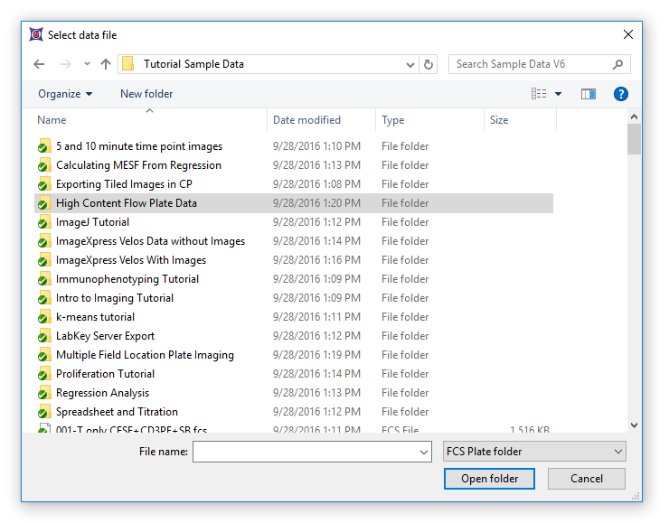 Figure T18.2  - Choosing the High Content Flow Plate Data Folder