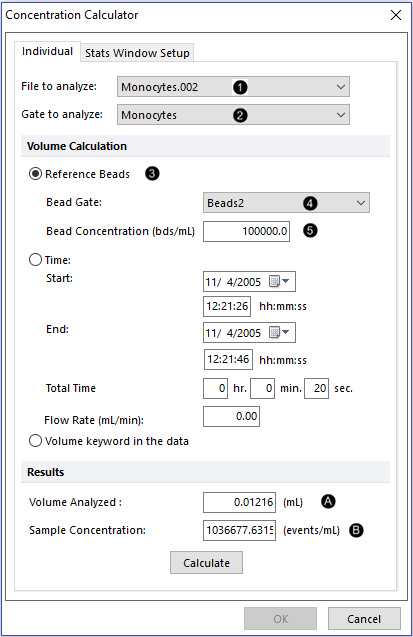 Figure T22.3  Concentration Calculator Dialog Using Beads