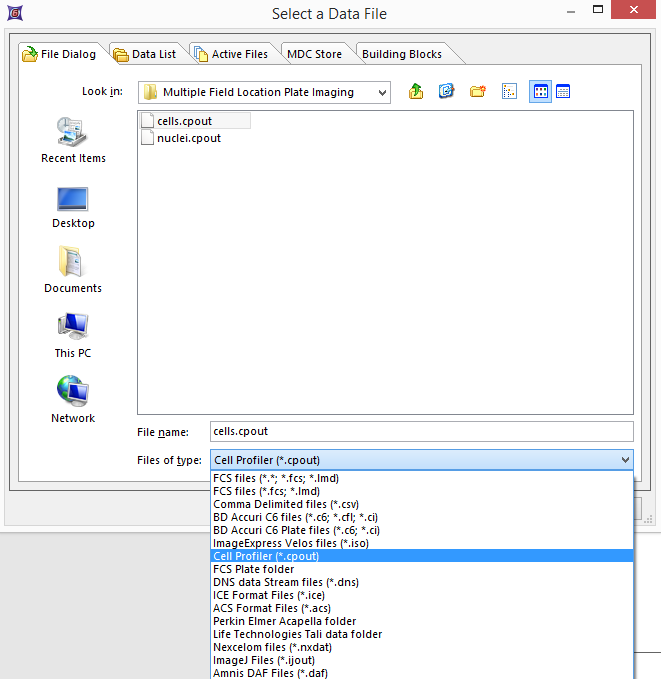 Figure T24.61  Choosing CellProfiler Files