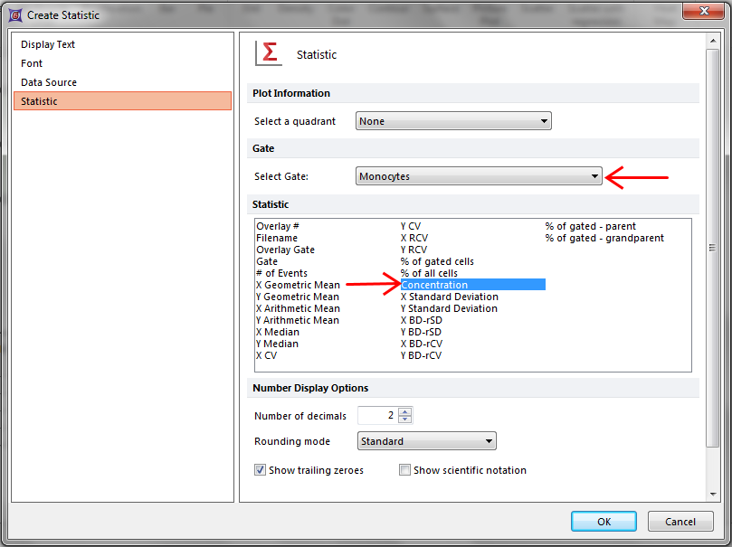 Figure T22.17  Selecting Concentration as the Statistic Token