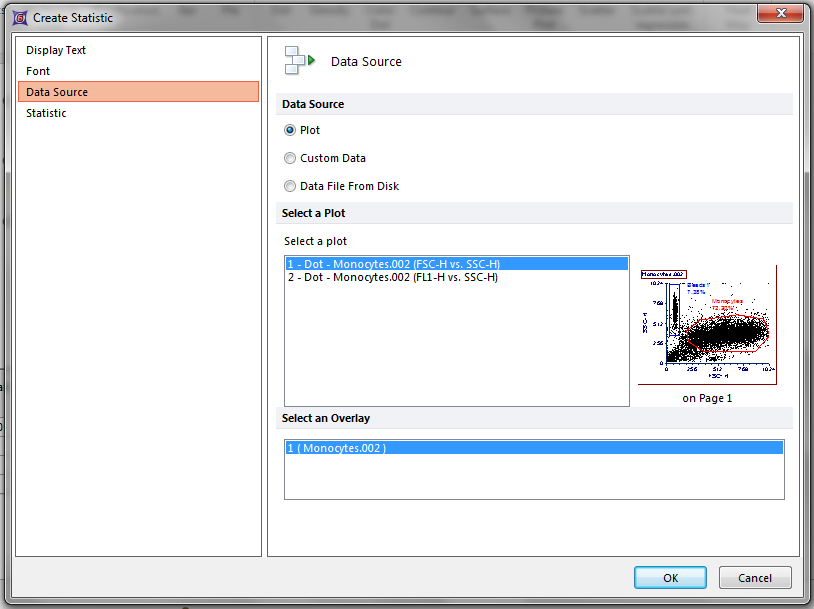 Figure T22.16  Create Statistic Dialog -- Data Source