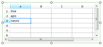 Figure 2.  Entering freetext into a Spreadsheet