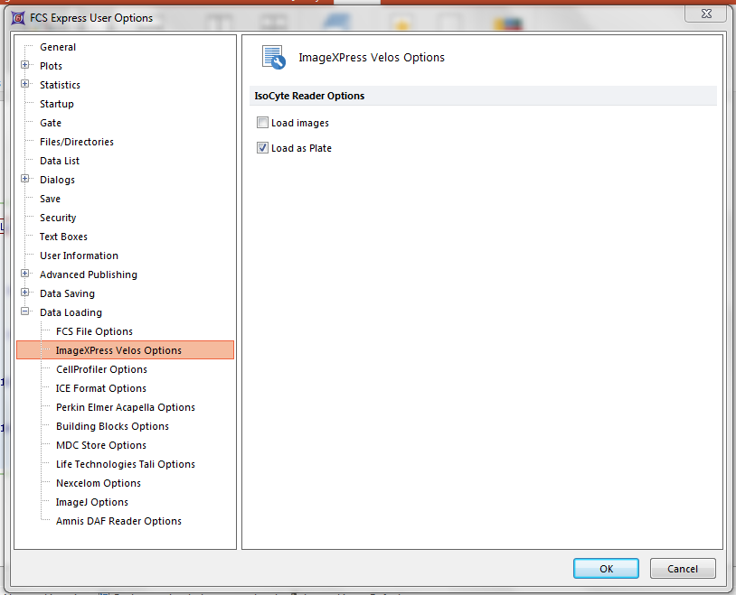 Figure T25.11  IsoCyte Data Loading Options for Numeric Data Only
