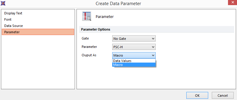 Figure 19.27 Create Data Parameter token dialog.