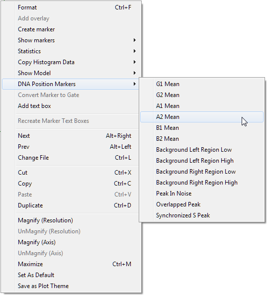 Figure T19.26  Selecting DNA Position Markers on the Pop-up Menu