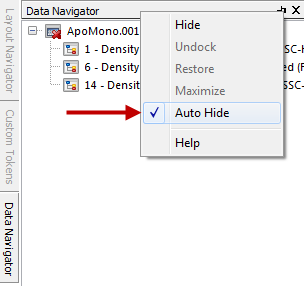 Figure T11.21  Removing Auto Hide using the Pop-up Menu