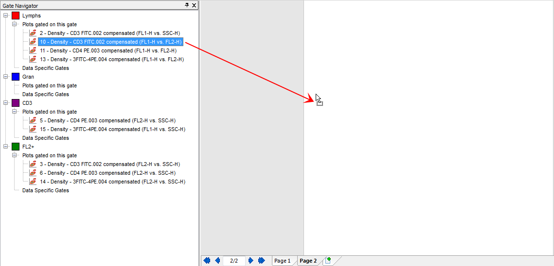 Figure T13.17  Dragging and Dropping a 2D Density Plot Listing onto Page 2 of the Layout