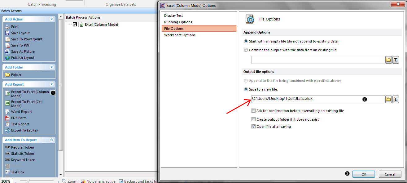 Figure T9.32  Excel (Column Mode) Options Dialog
