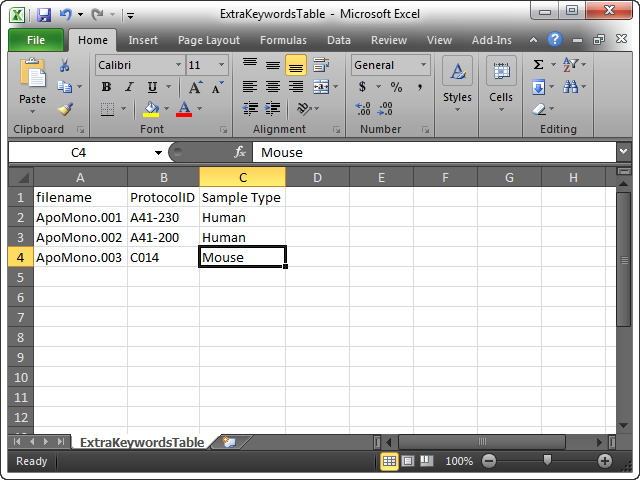 Figure 17.3  Extra keywords .csv file