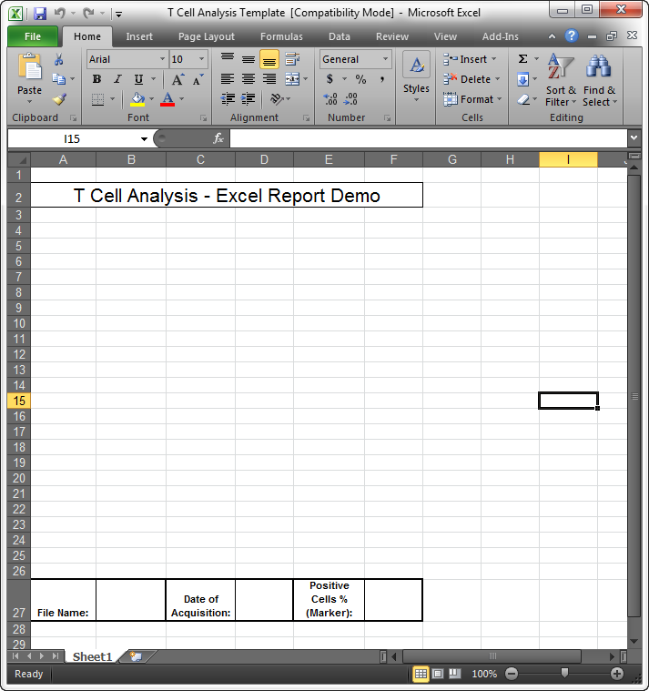 Figure T9.14  T Cell Analysis Excel Template