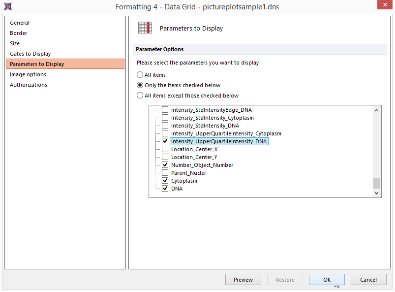Figure T26.20  Formatting the Parameters to Display for the Data Grid