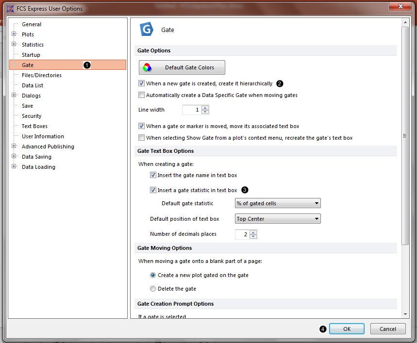 Figure T30.6  Adjusting gate preferences