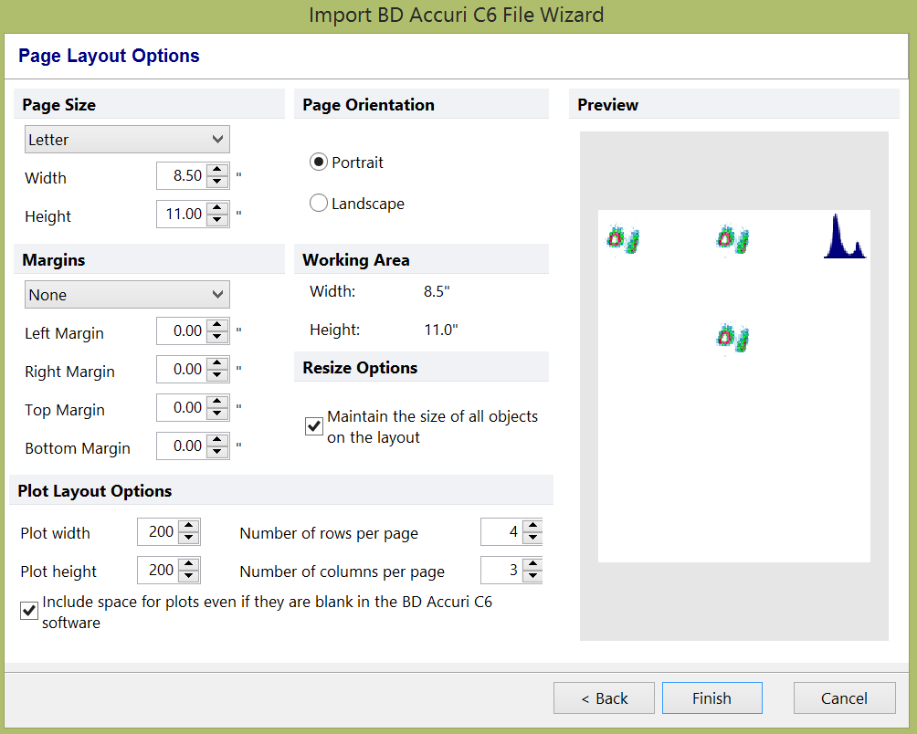Figure 24.6  Import BD Accuri CFlow File Wizard - Page Layout Options