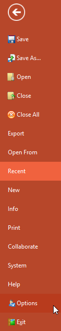 Figure T28.53  The FCS Express User Options button in the File tab.