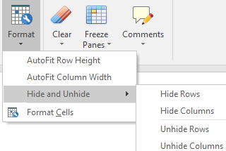 Figure 3.37 - Cells Formatting drop down list