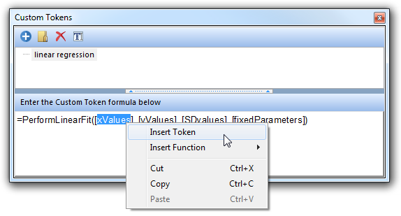 Figure 11.53  Inserting a Token into a Linear Regression Formula