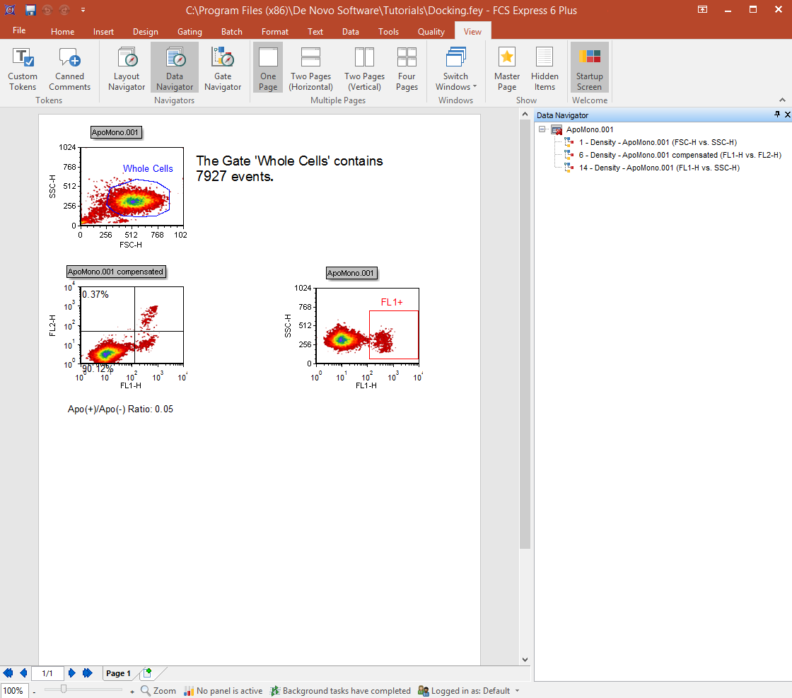 Figure 4.24  Data Navigator Window Docked to the Right