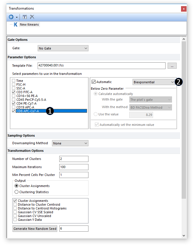 Figure 29.30 - Choosing the parameters to perform k-means cluster analysis. 