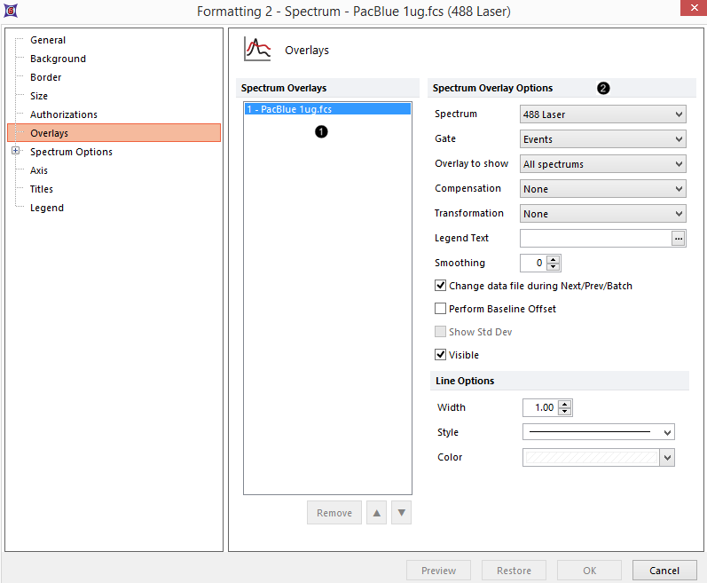 Figure 8.91 - Formatting Spectrum Overlays Dialog