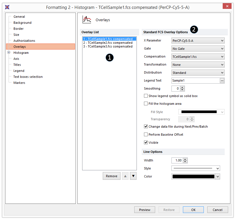 Figure 8.85  Formatting Histogram Overlays Dialog