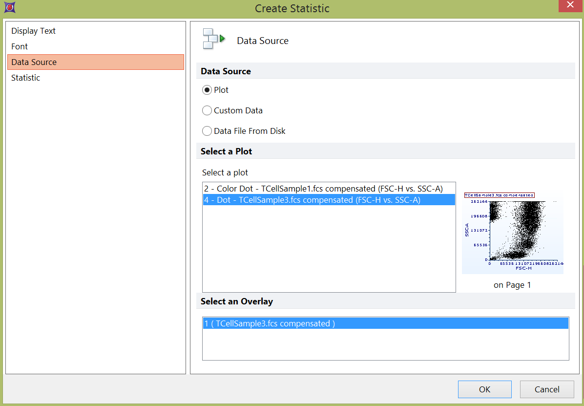 Figure 19.10  Create Statistic Dialog - Data Source Page