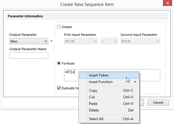 Figure 29.6  Inserting a Token into a Parameter Math Formula