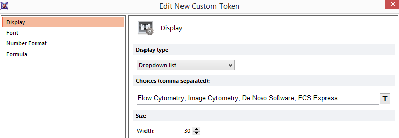 Figure 19.67 Enter a list of choices separated by a comma to be displayed in the dropdown list.