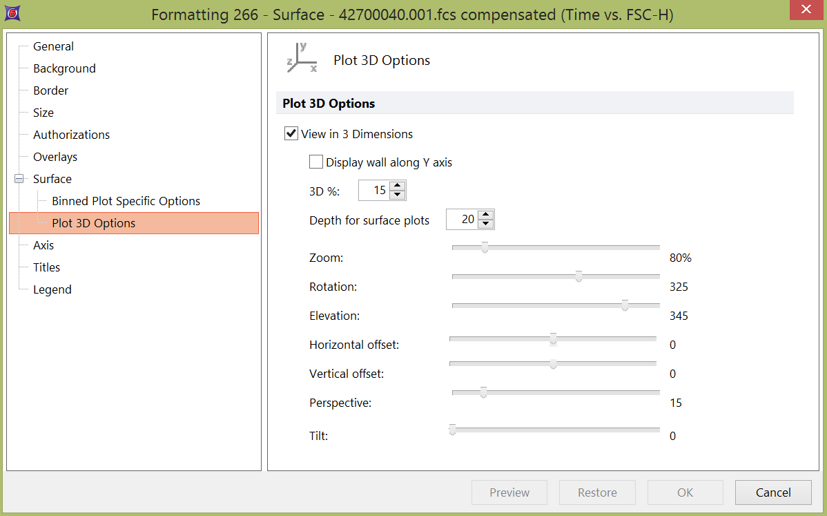 Figure 8.75  Formatting 3D Options for a Surface Plot