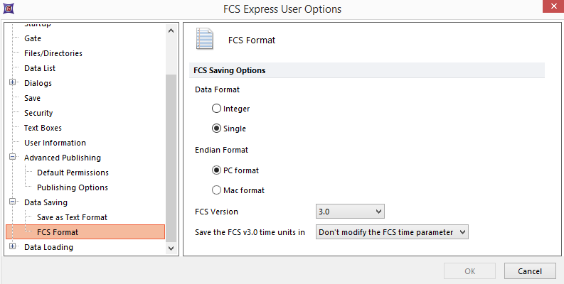 Figure 8.48  Data Saving - FCS Format options