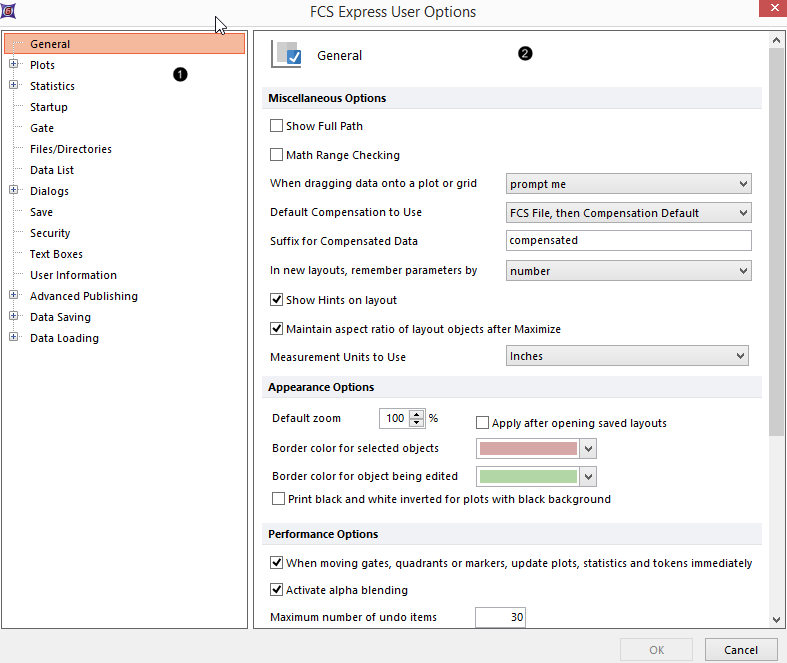 Figure 8.2  FCS Express user options overview