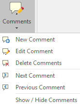 Figure 3.41 - Comments drop down list