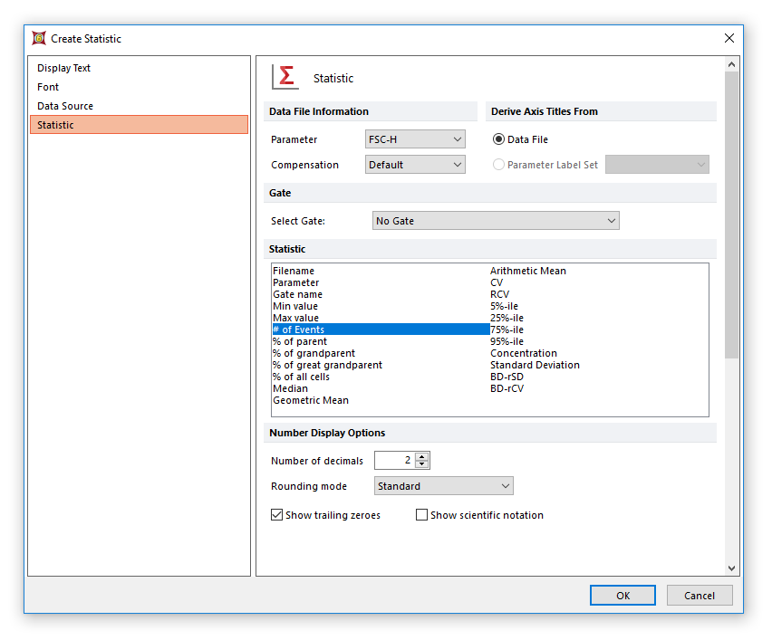 Figure 19.12  Statistic Options - FCS File as a Data Source