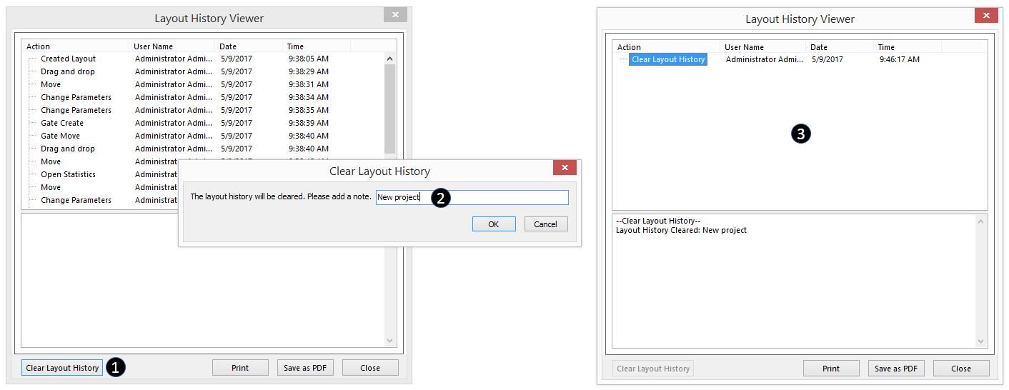 Figure 34.2 Layout History can be cleared via the Clear Layout History button.
